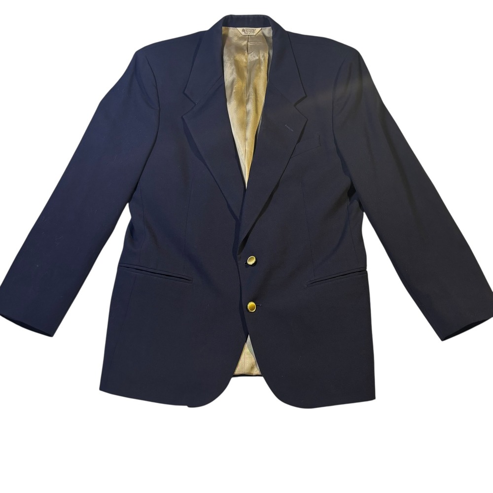 Austin Grey 100% Pure Wool‎ Navy Blue Blazer Men's Business Casual Jacket